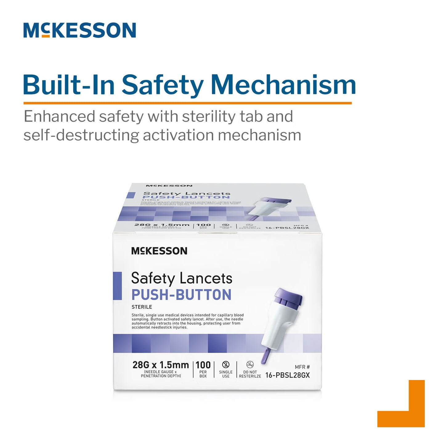 McKesson Push Button Safety Lancet, 28 Gauge