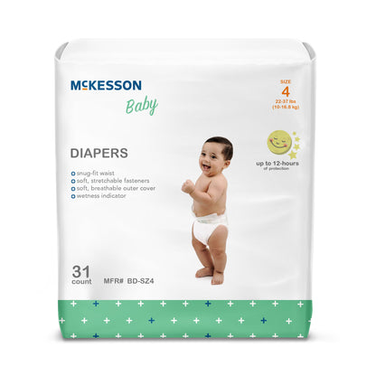 McKesson Baby Diaper, Size 4 for Toddlers weighing 22 – 31 lbs.