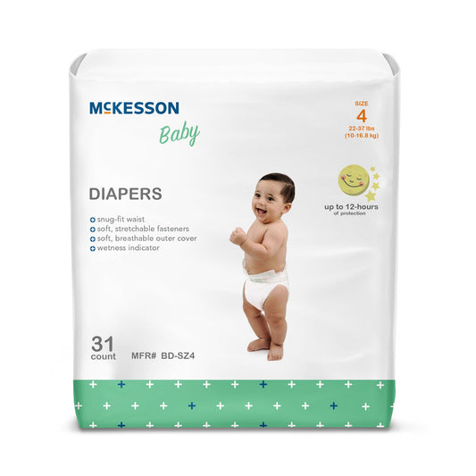 McKesson Baby Diaper, Size 4 for Toddlers weighing 22 – 31 lbs.