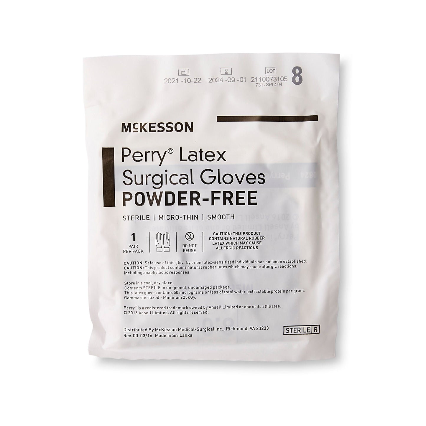 McKesson Perry® Latex Surgical Glove, Size 8, Brown
