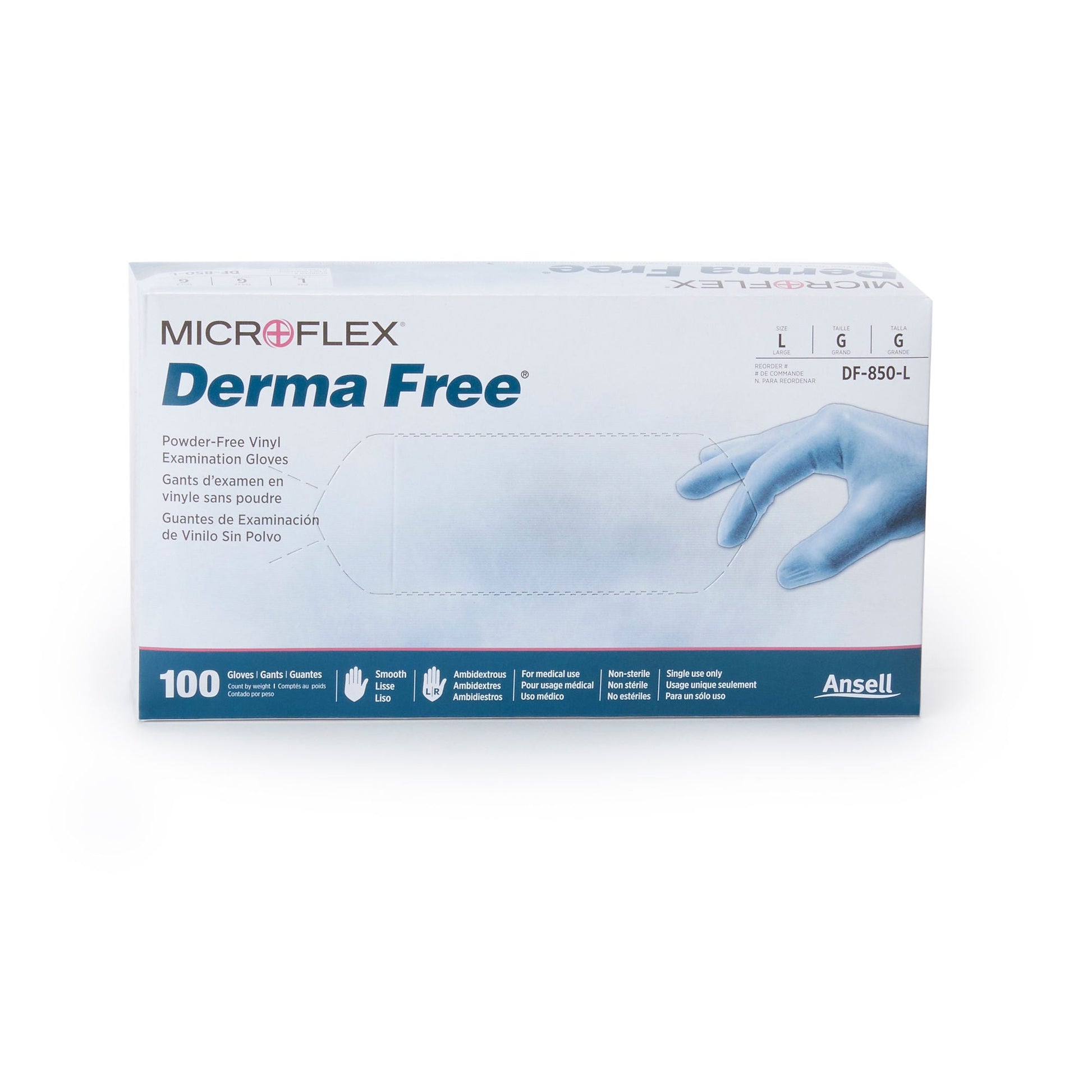 Derma Free™ Vinyl Exam Glove, Large, Clear