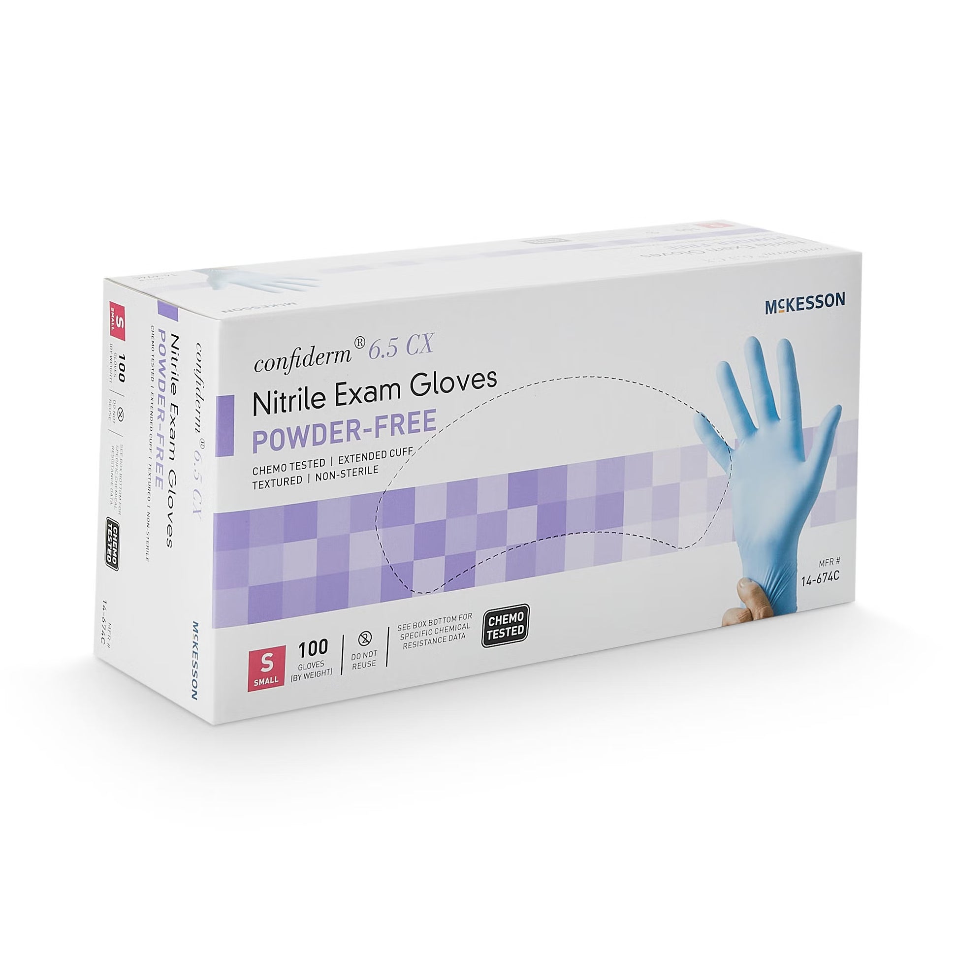 McKesson Confiderm® 6.5CX Nitrile Extended Cuff Length Exam Glove, Small, Blue