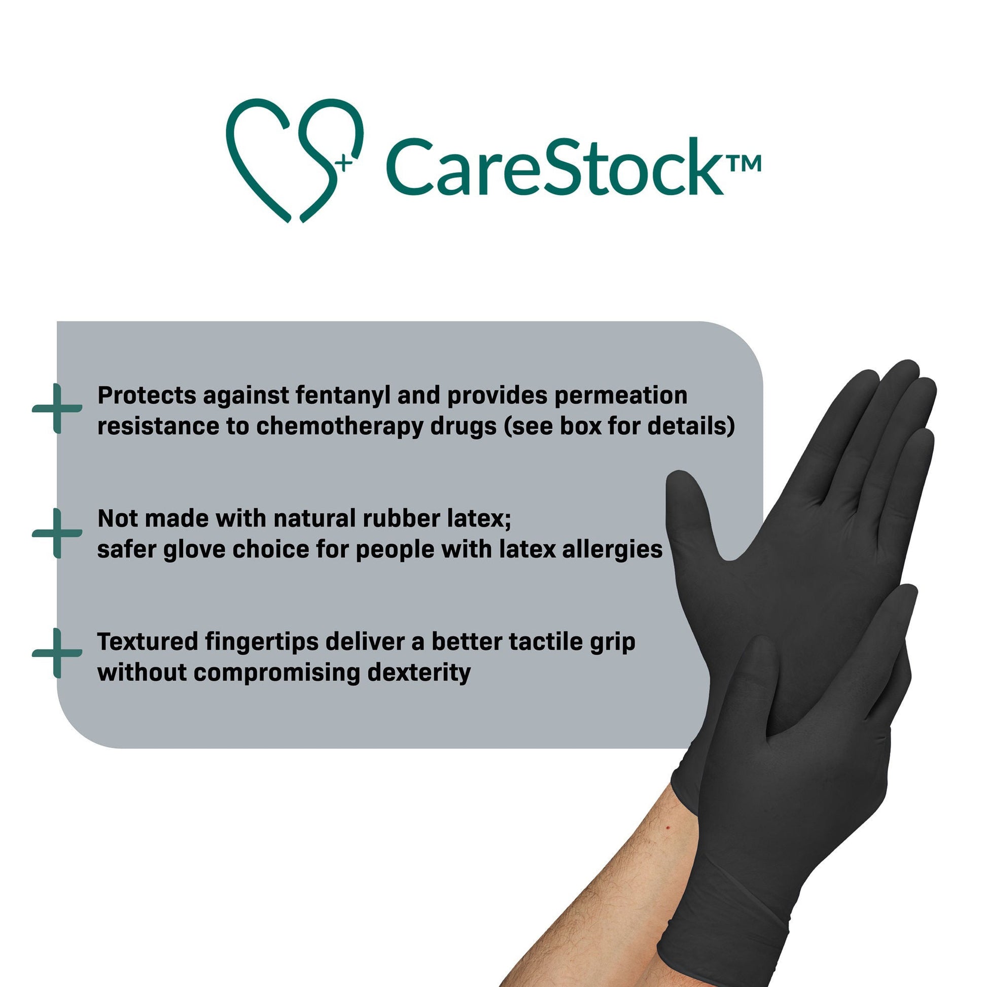 CareStock™ Nitrile Exam Glove, Extra Large, Black