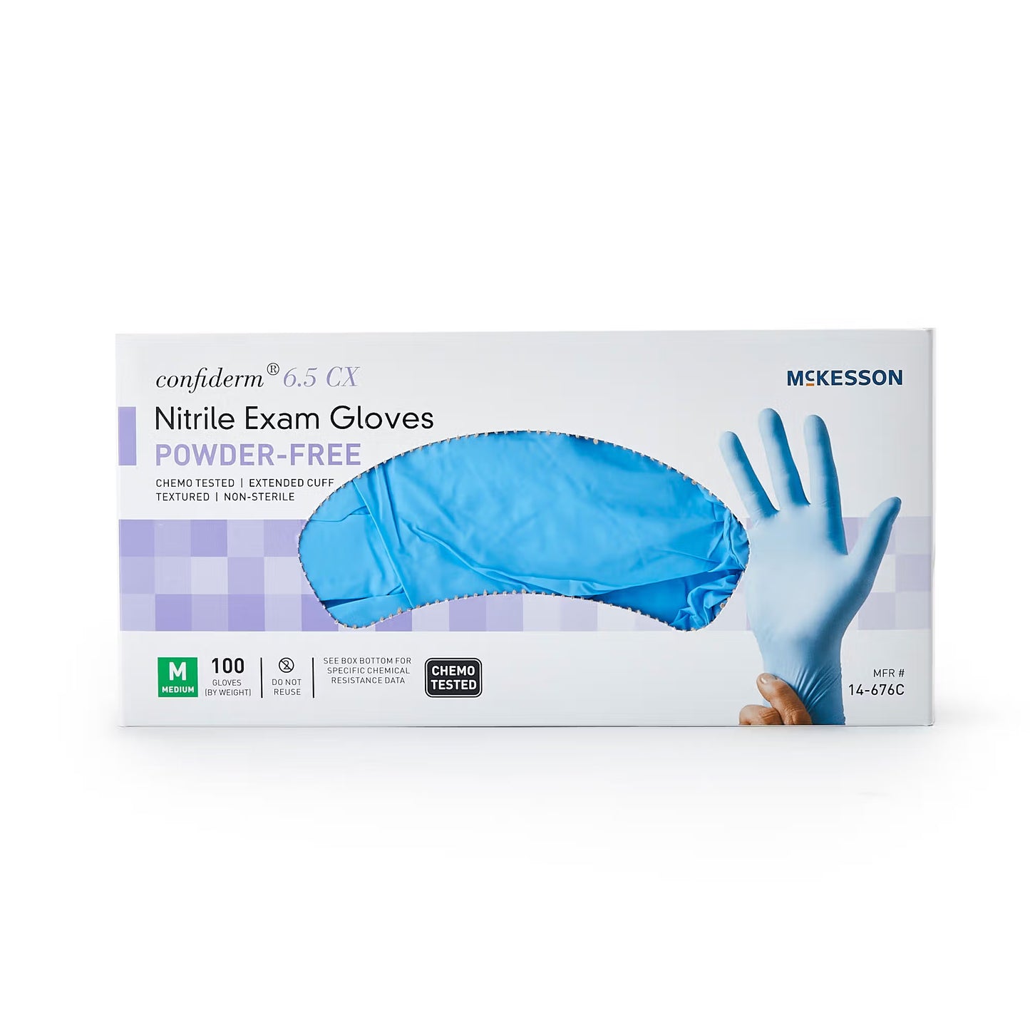 McKesson Confiderm® 6.5CX Nitrile Extended Cuff Length Exam Glove, Medium, Blue
