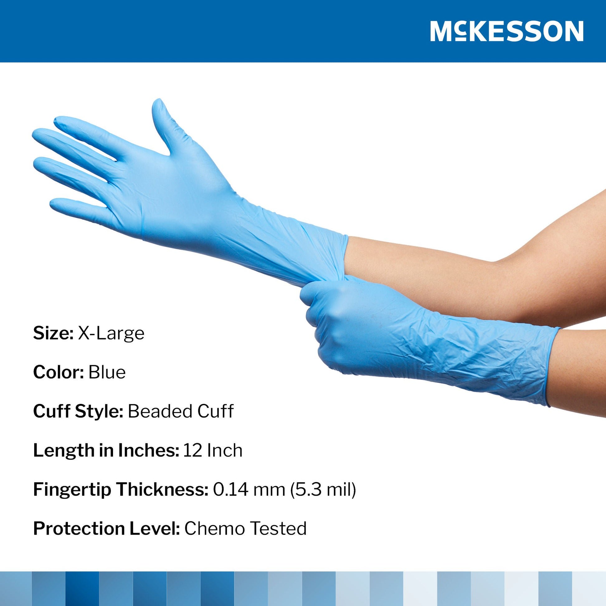 McKesson Confiderm® 6.5CX Nitrile Extended Cuff Length Exam Glove, X-Large, Blue