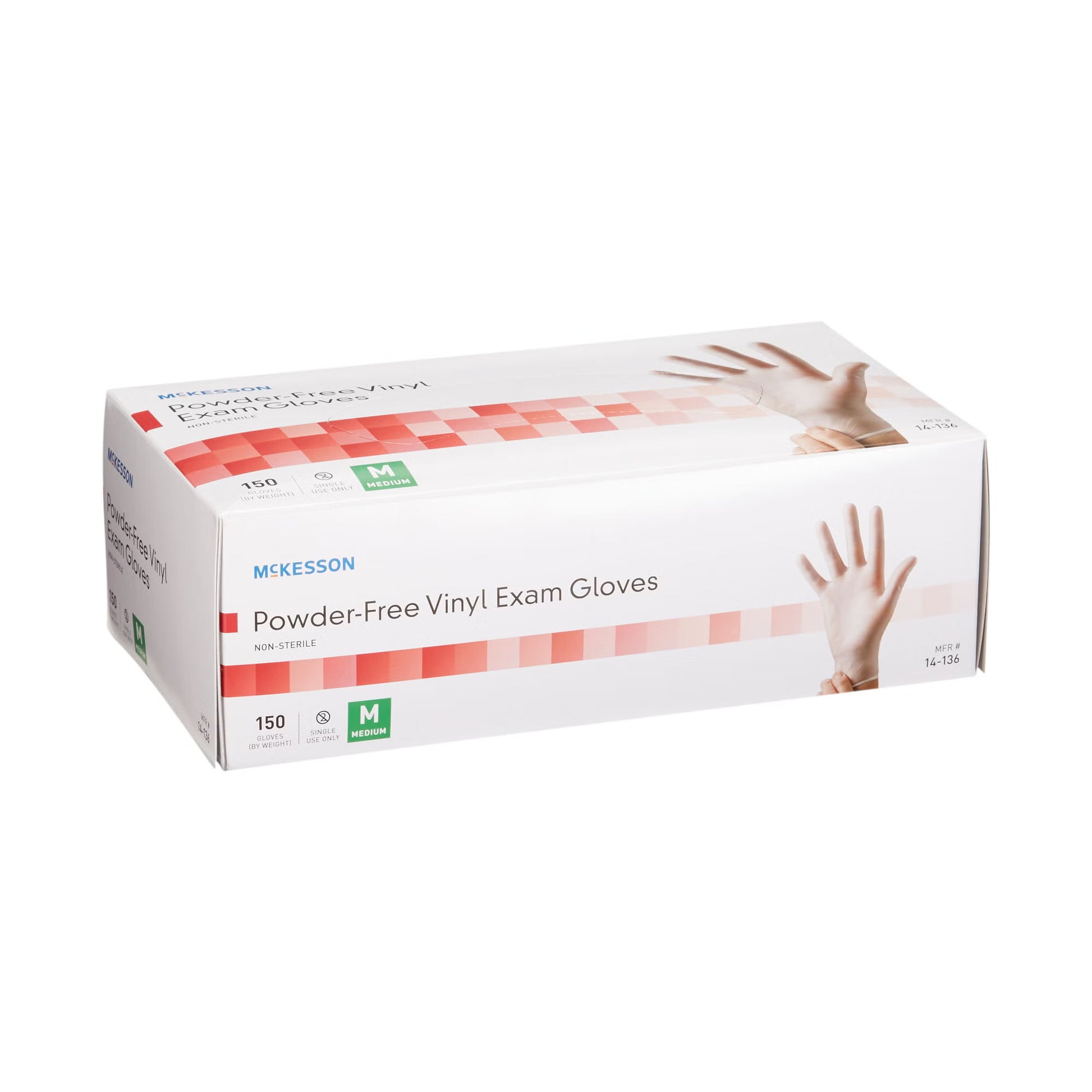 McKesson Vinyl Exam Glove, Medium, Clear