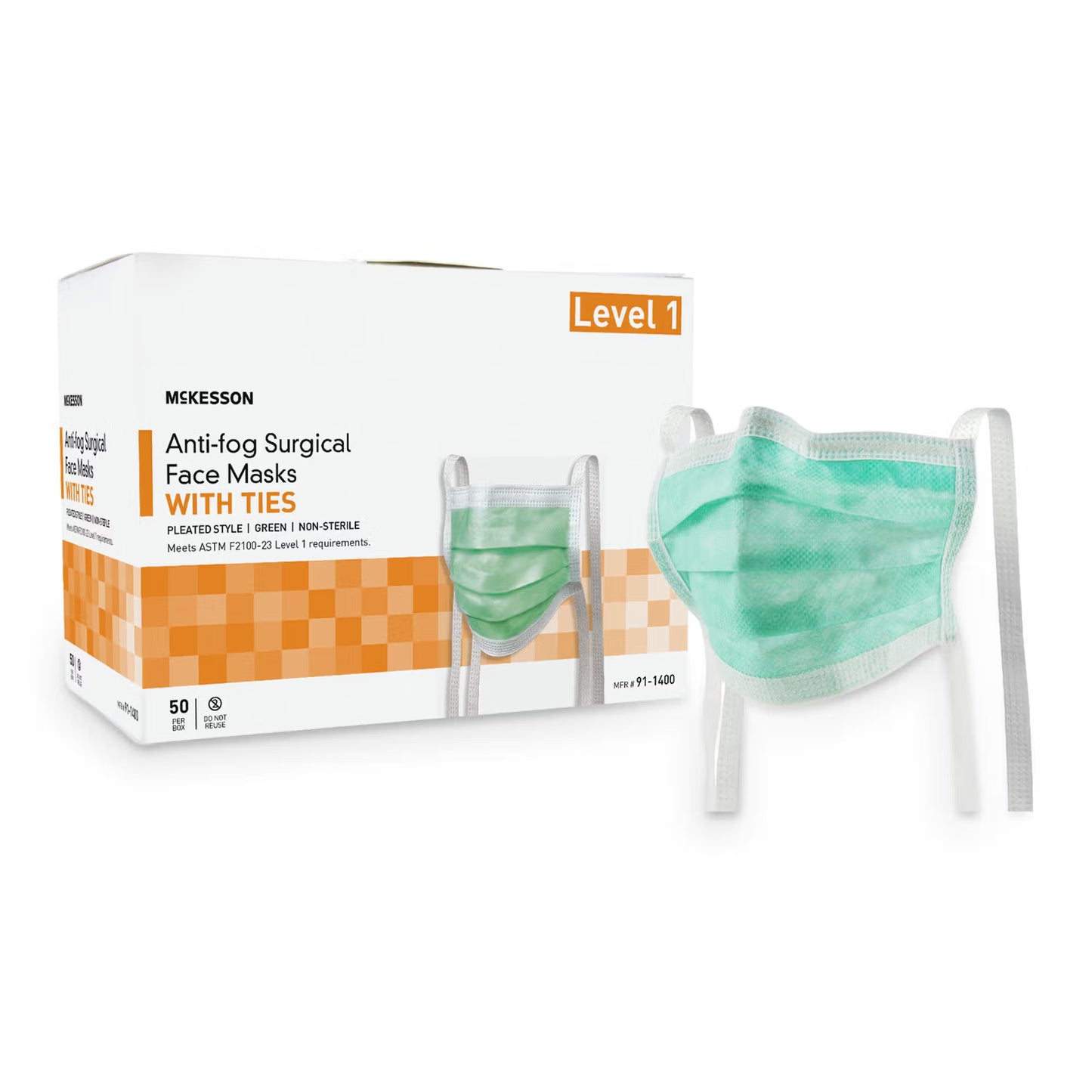 McKesson Classic Style Anti-Fog Surgical Mask, Green