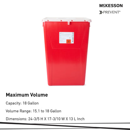 McKesson Prevent® Sharps Container, 18 Gallon, 24-3/5 x 17-3/10 x 13 Inch