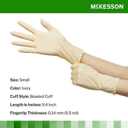 McKesson Confiderm® Latex Exam Glove, Small, Ivory