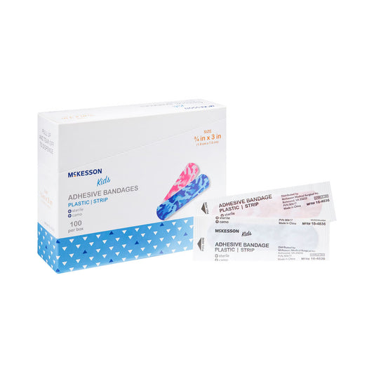 McKesson Kids™ Kid Design (Blue / Pink Camo) Adhesive Strip, 3/4 x 3 Inch