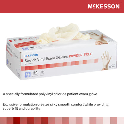 McKesson Stretch Vinyl Exam Glove, Extra Large, Ivory