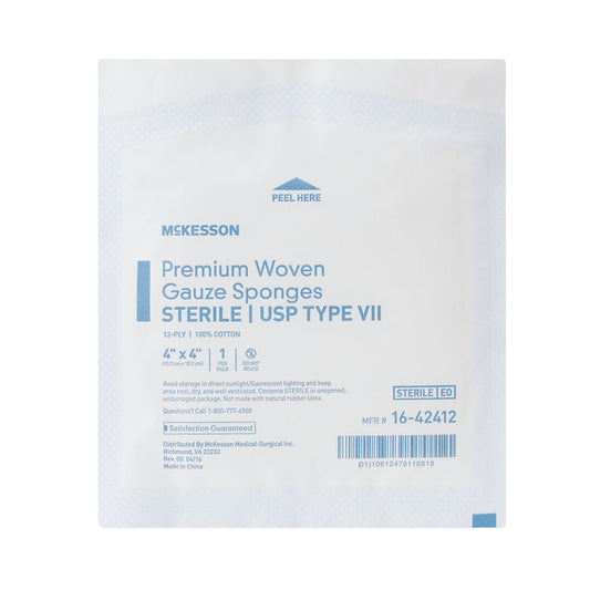 McKesson Sterile USP Type VII Gauze Sponge, 4 x 4 Inch, 12-Ply