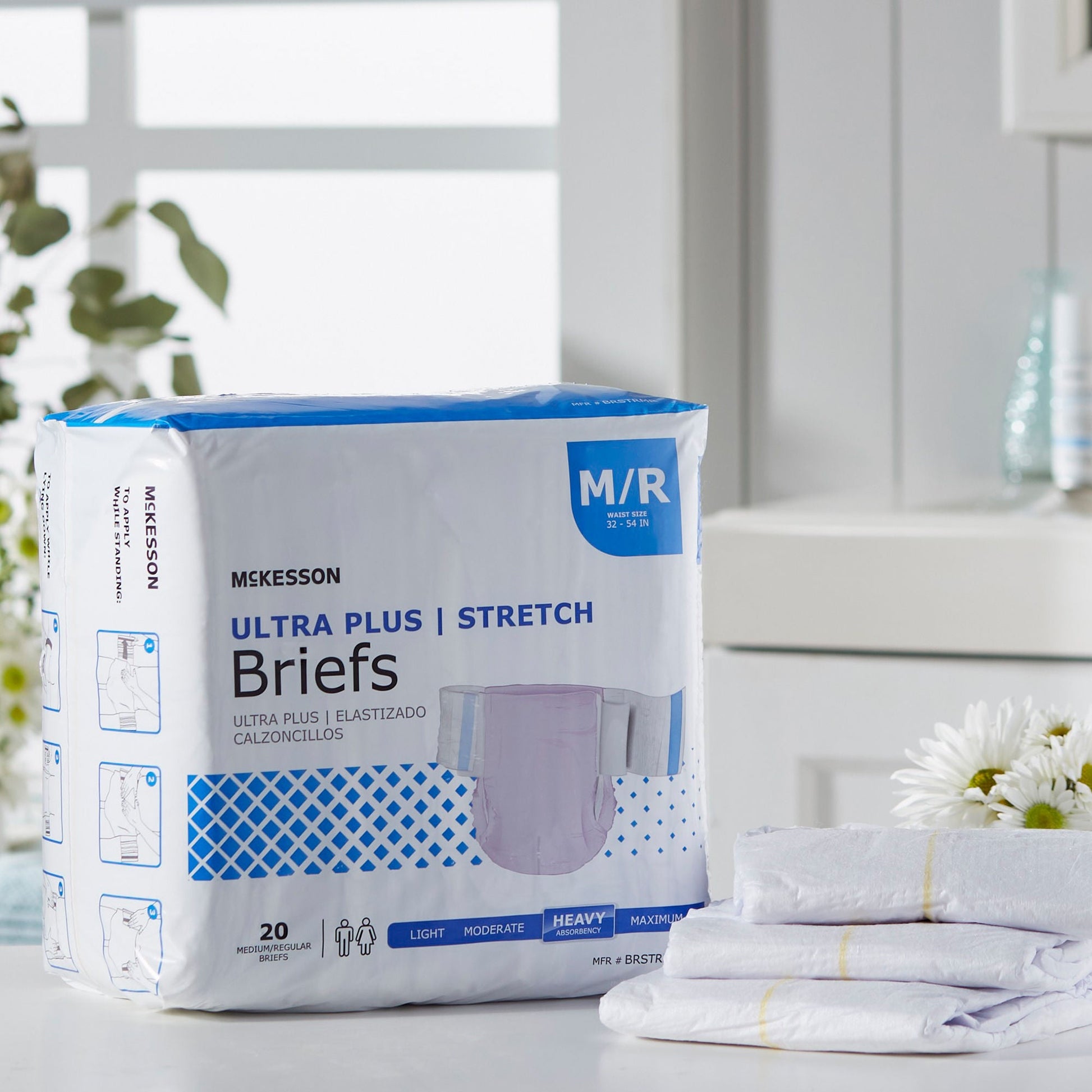 McKesson Ultra Plus Stretch Heavy Absorbency Incontinence Brief, Medium/Regular