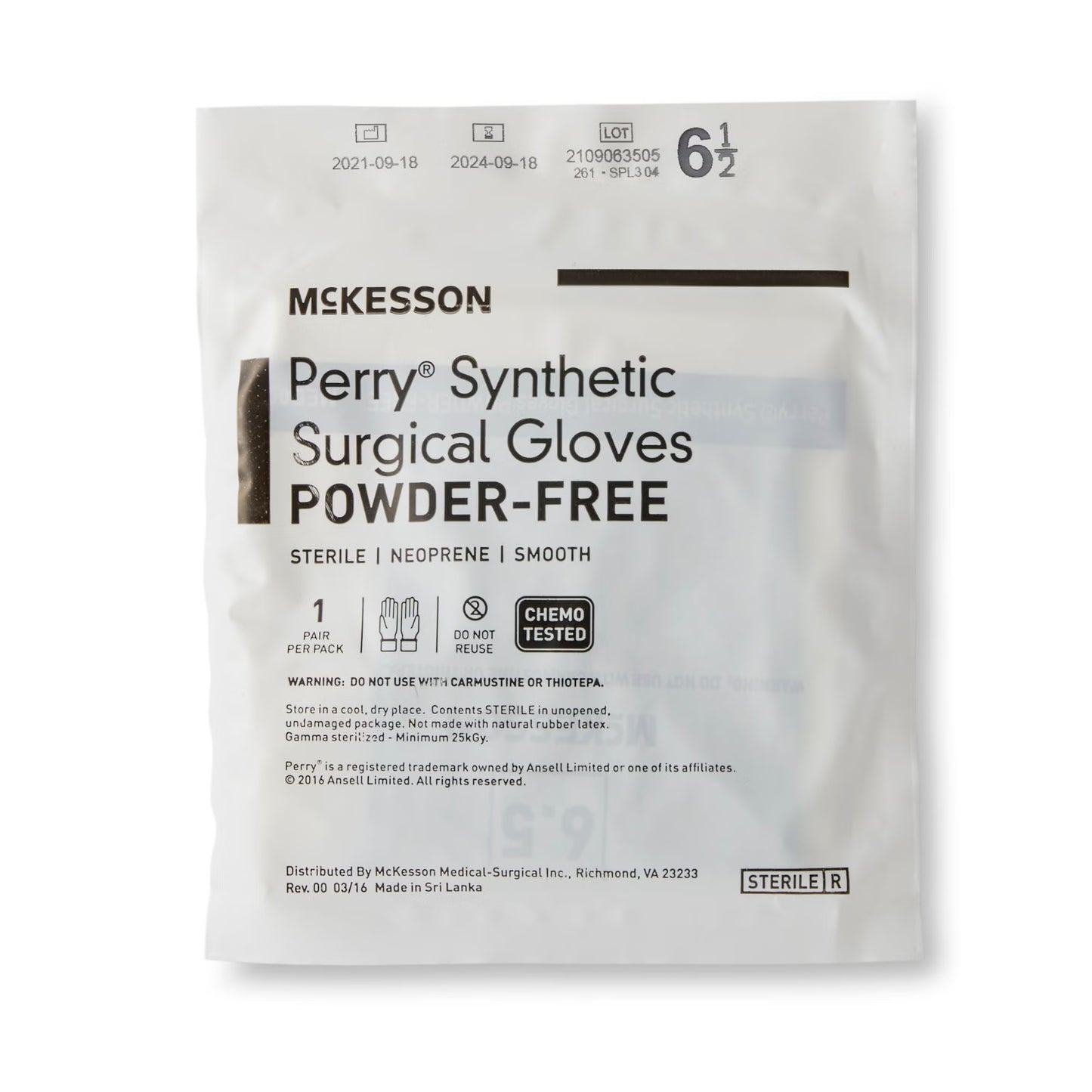 McKesson Perry® Performance Plus Polychloroprene Surgical Glove, Size 6.5, Green