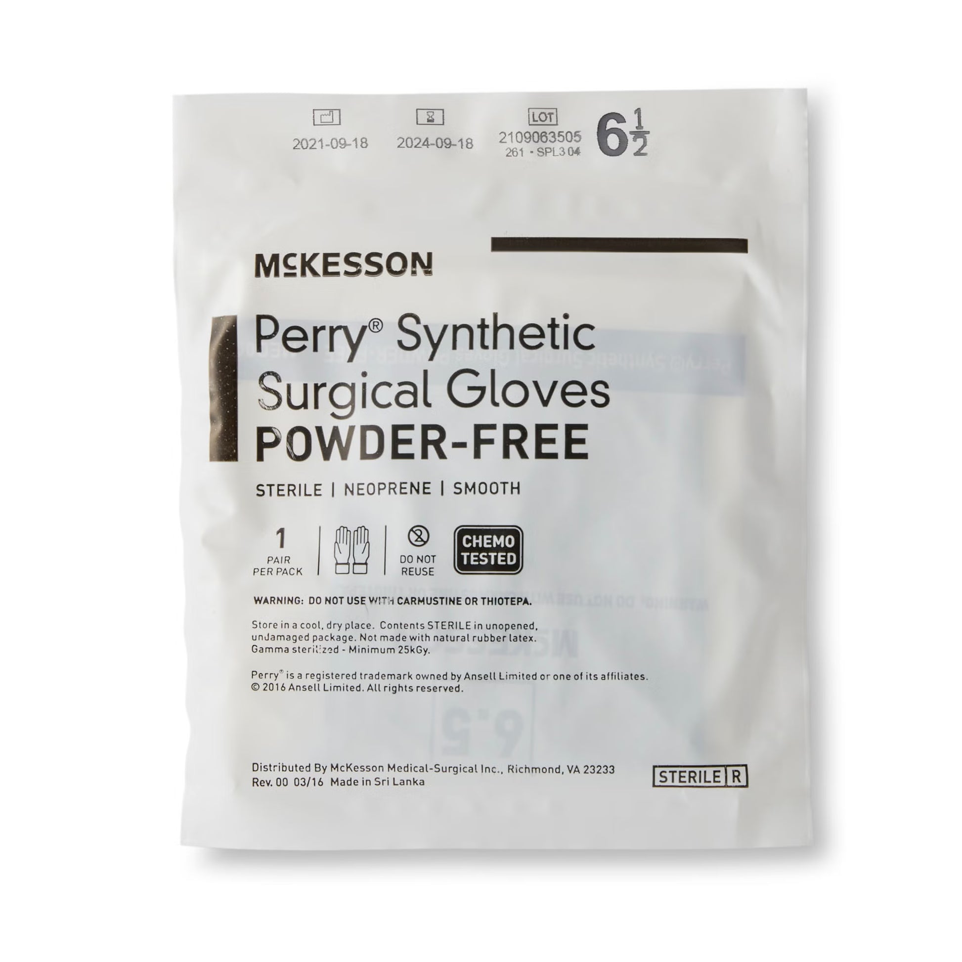 McKesson Perry® Performance Plus Polychloroprene Surgical Glove, Size 6.5, Green