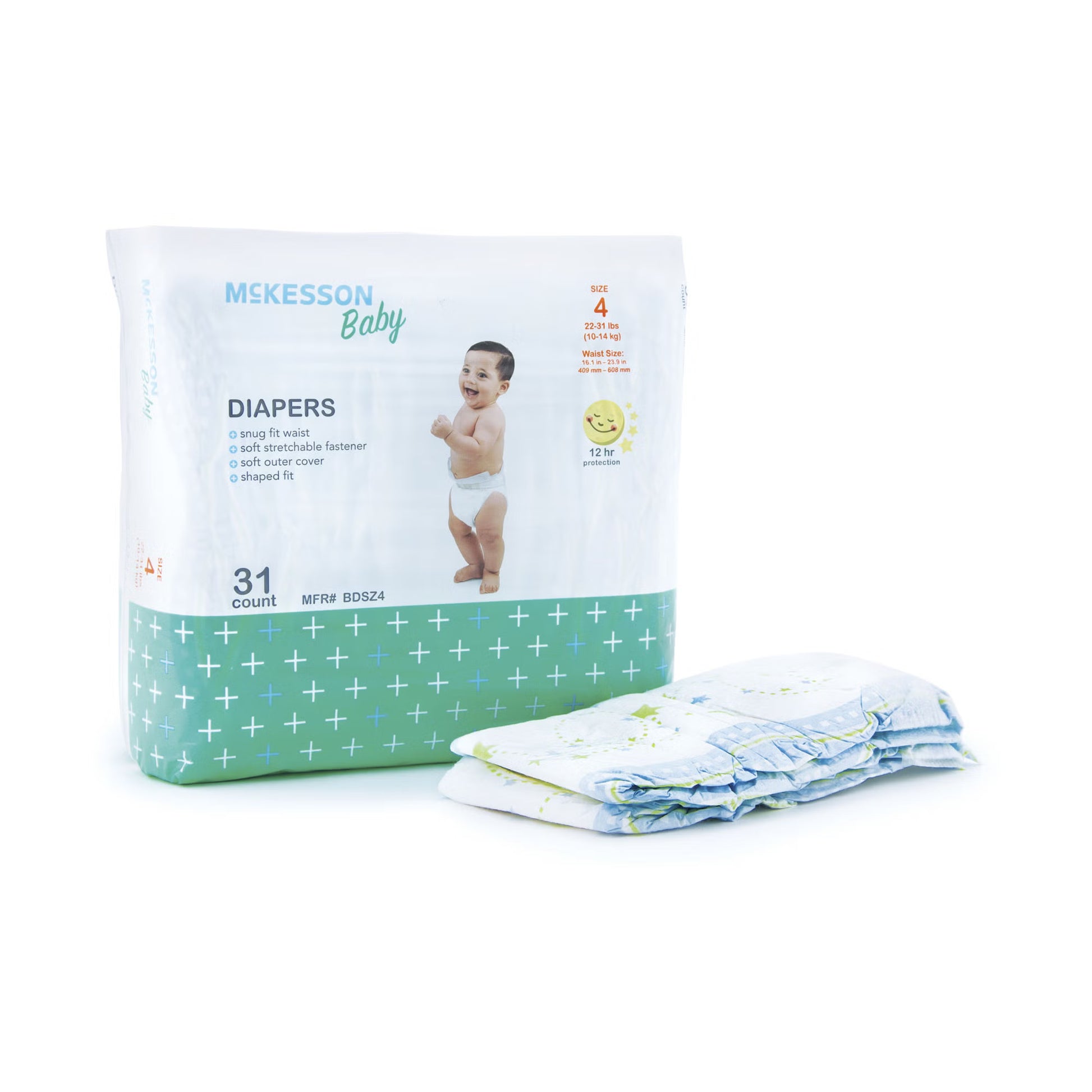 McKesson Baby Diaper, Size 4 for Toddlers weighing 22 – 31 lbs.