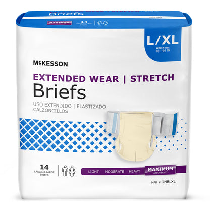 McKesson Extended Wear Maximum Absorbency Incontinence Brief, Large / X-Large