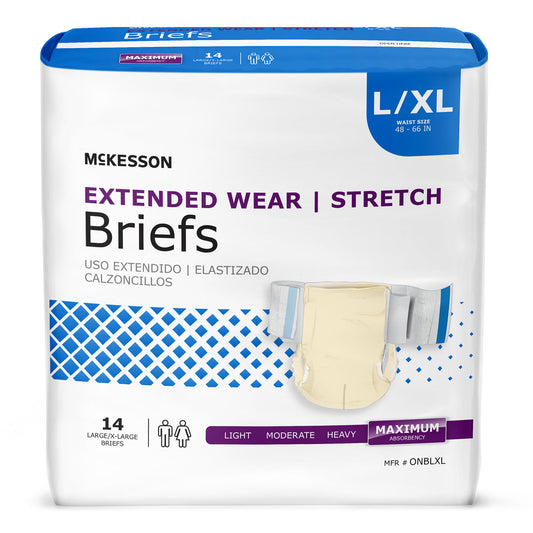 McKesson Extended Wear Maximum Absorbency Incontinence Brief, Large / X-Large