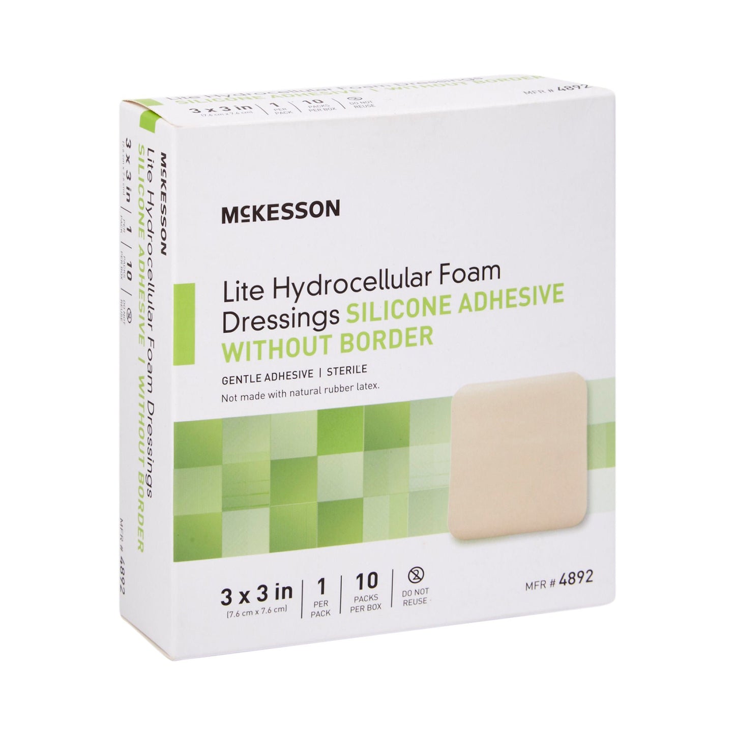 McKesson Lite Hydrocellular Foam Dressing w/ Silicone Adhesive w/o Border, 3 x 3
