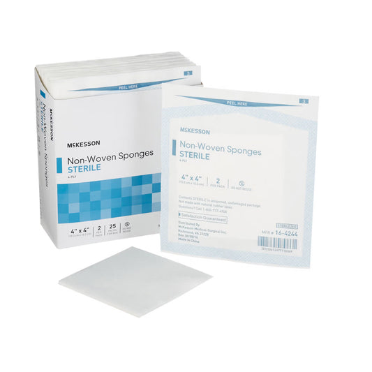 McKesson Sterile Nonwoven Sponge, 4 x 4 Inch, Four Ply