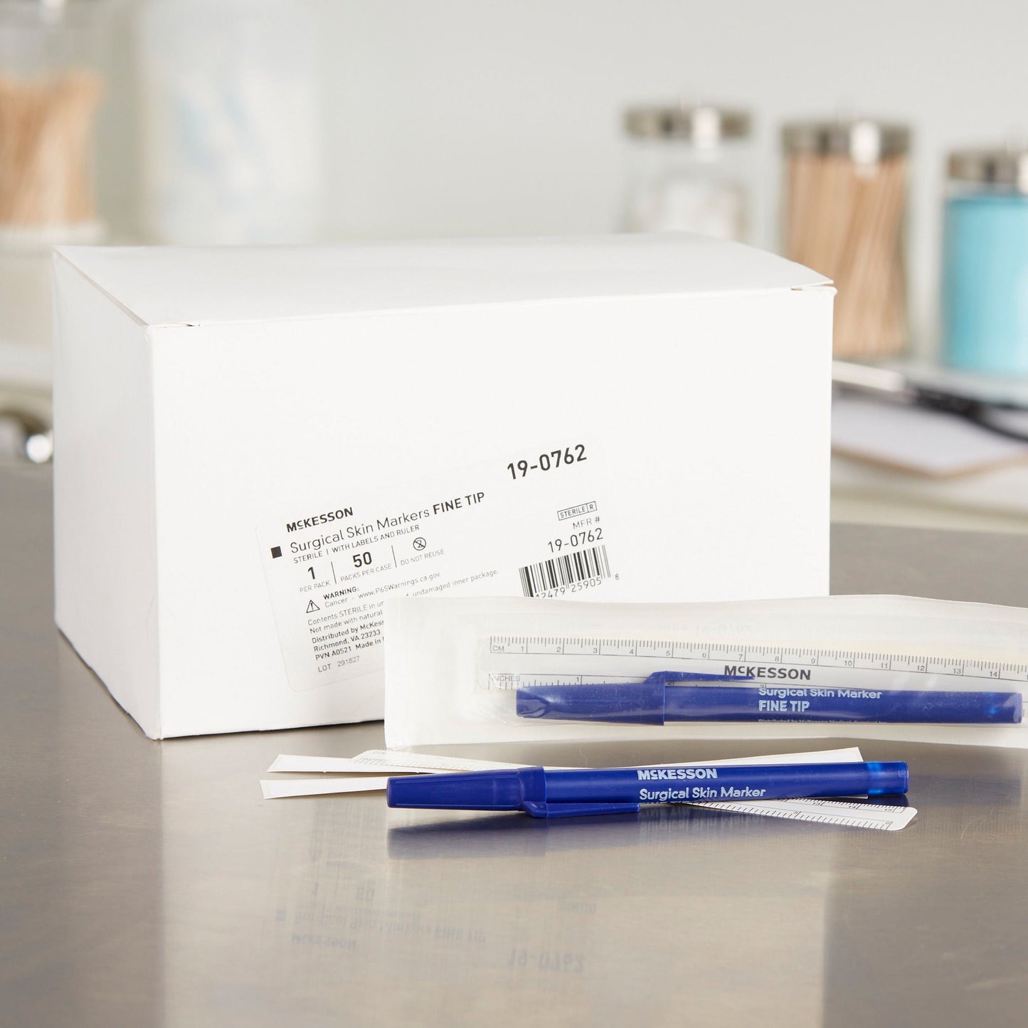 Skin Marker with Ruler and Labels McKesson Gentian Violet Ink Sterile Full Size Fine Tip