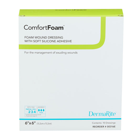 ComfortFoam™ Silicone Adhesive without Border Silicone Foam Dressing, 6 x 6 Inch