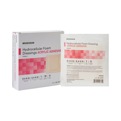 McKesson Acrylic Adhesive with Border Foam Dressing, 6 x 6 Inch