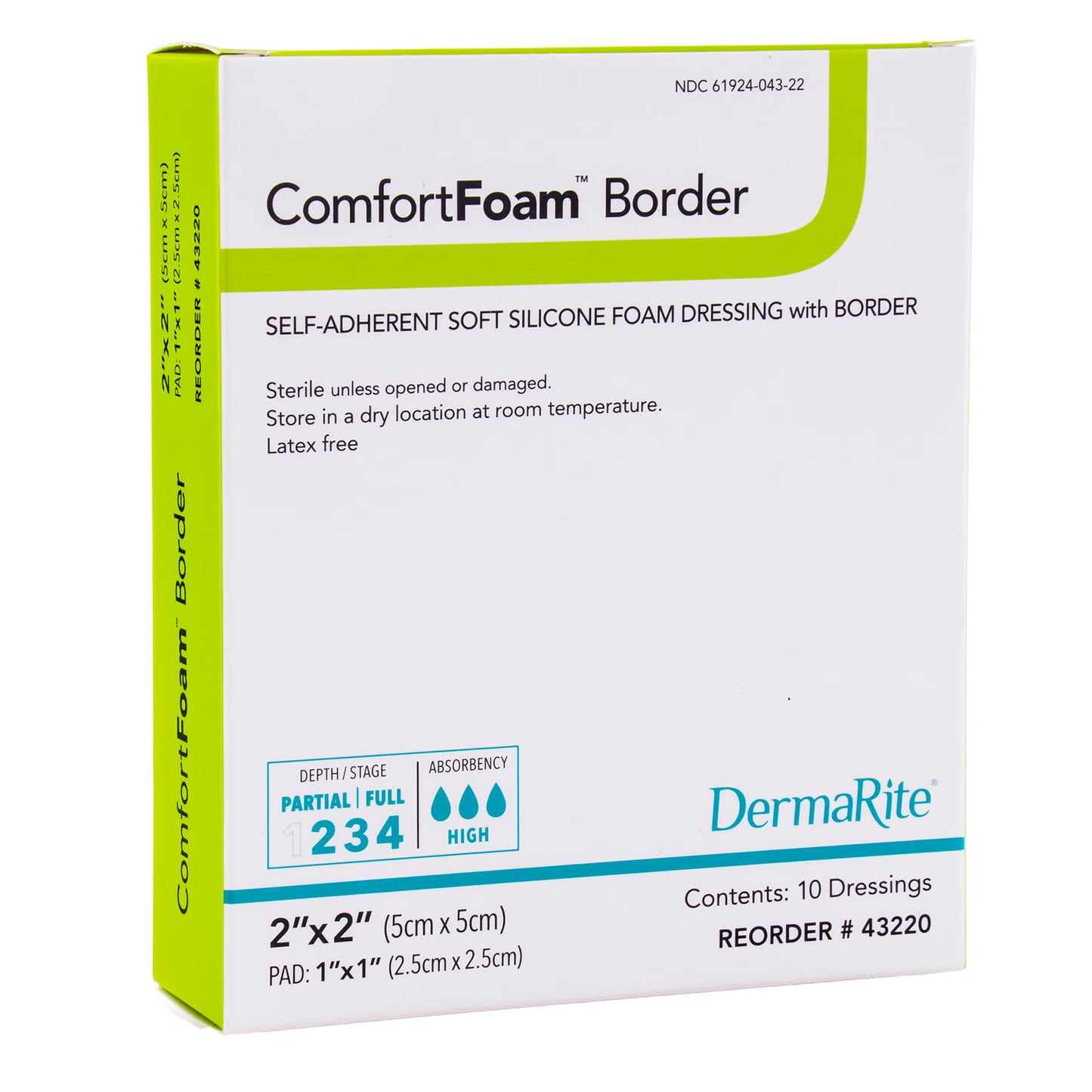 ComfortFoam™ Border Self-Adherent Soft Silicone Foam Dressing, 5 x 5 Centimeter