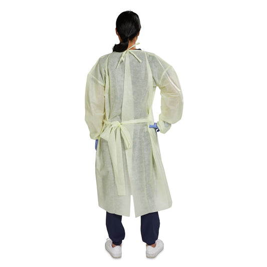 McKesson AAMI Level 2 Isolation Gown, Tie Neck Style, Extra Large, Yellow