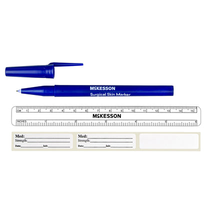 Skin Marker with Ruler and Labels McKesson Gentian Violet Ink Sterile Full Size Fine Tip