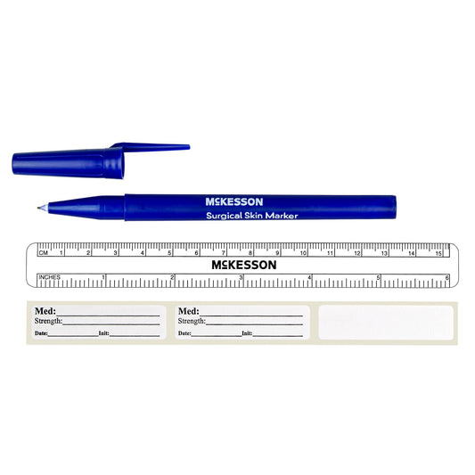 Skin Marker with Ruler and Labels McKesson Gentian Violet Ink Sterile Full Size Fine Tip