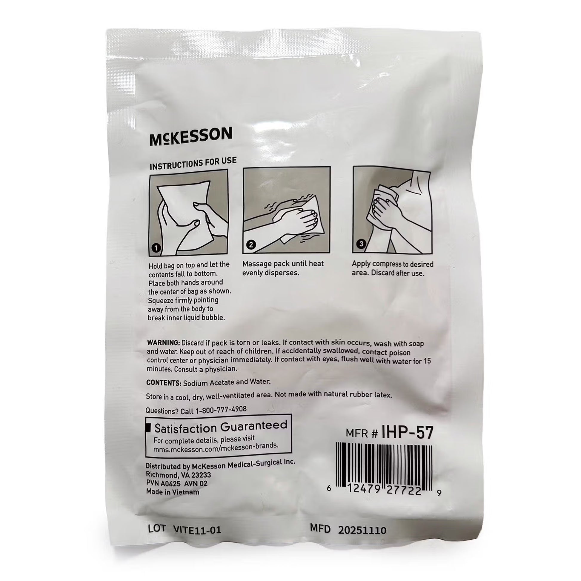 McKesson Instant Hot Compress, Single-use, Disposable, 5 x 7 Inch
