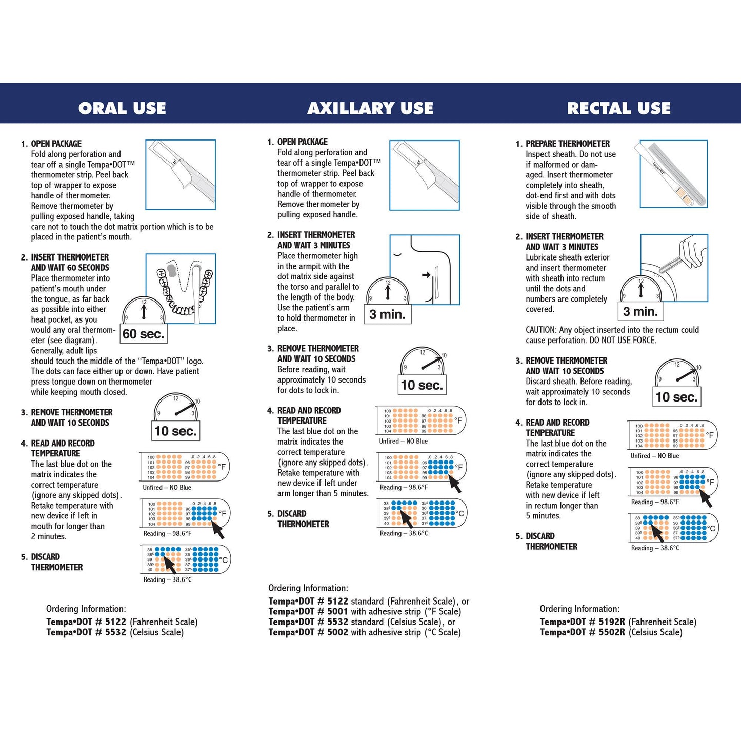 Medical Indicators Tempa·DOT™ Oral / Axillary Thermometer