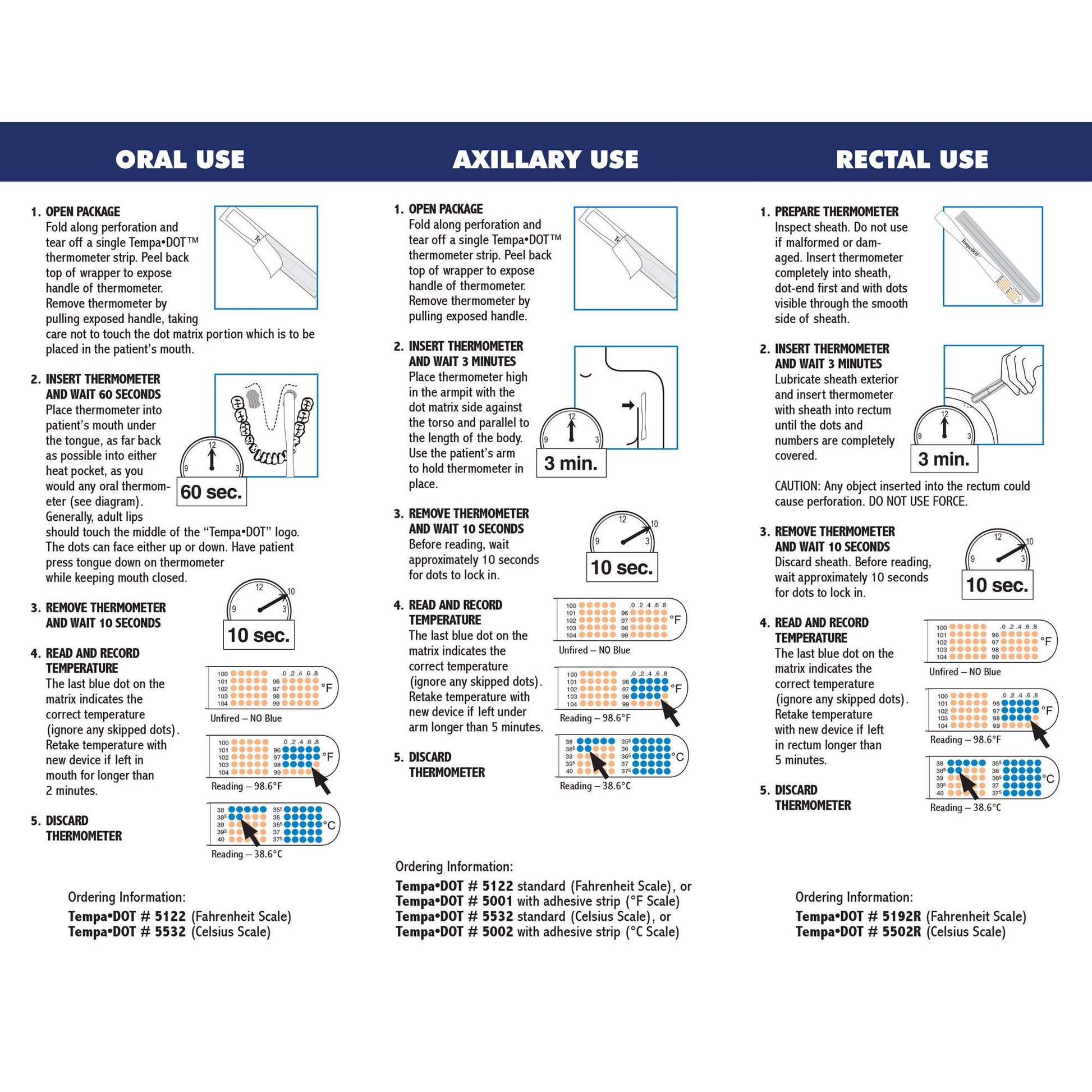 Medical Indicators Tempa·DOT™ Oral / Axillary Thermometer