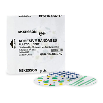 McKesson Kids™ Round Kid Design (Assorted Prints) Adhesive Spot Bandage, 1 Inch