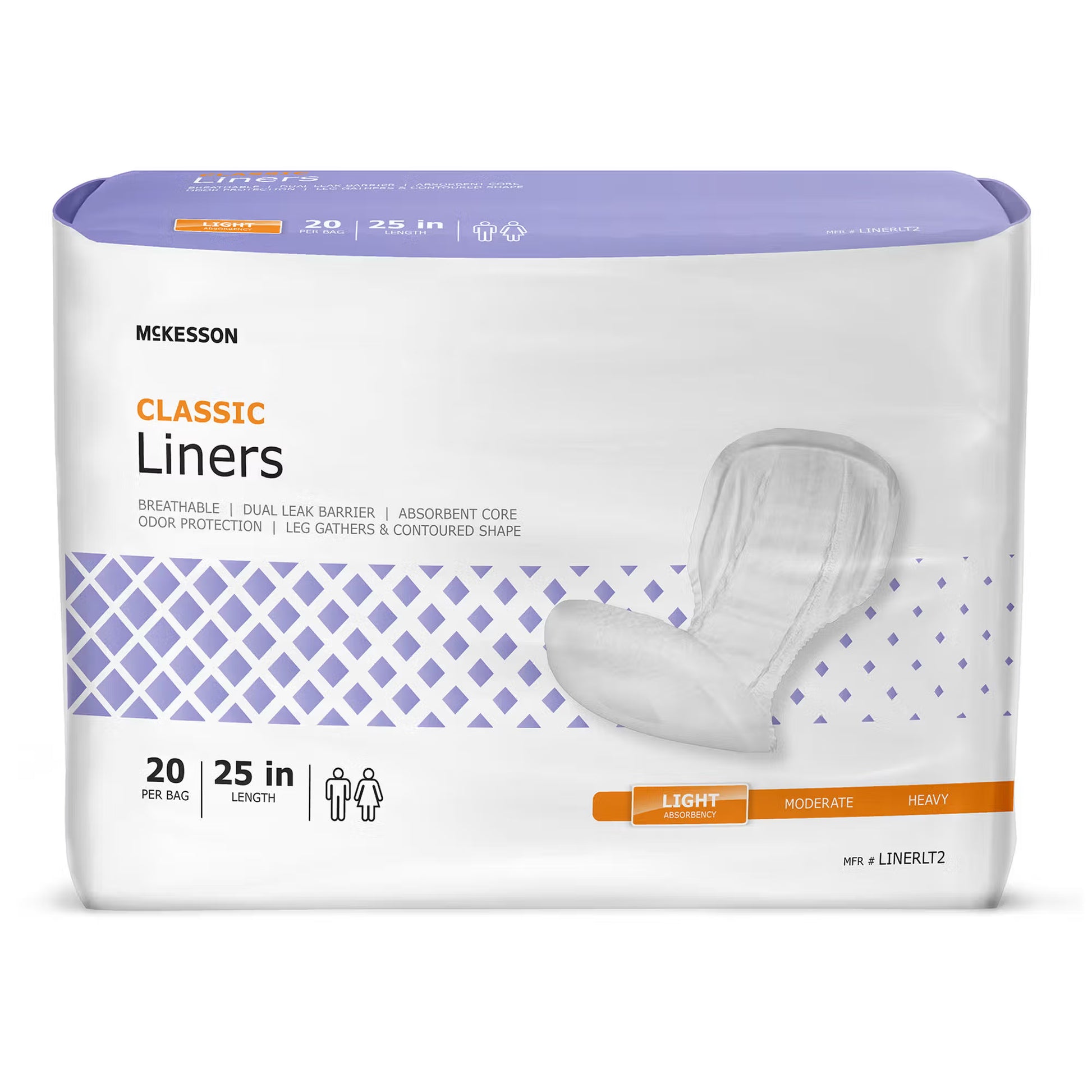 McKesson Classic Liners, 25 Inches Long, for Light Incontinence