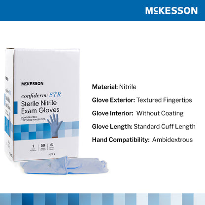 McKesson Confiderm® STR Nitrile Exam Glove, Medium, Blue