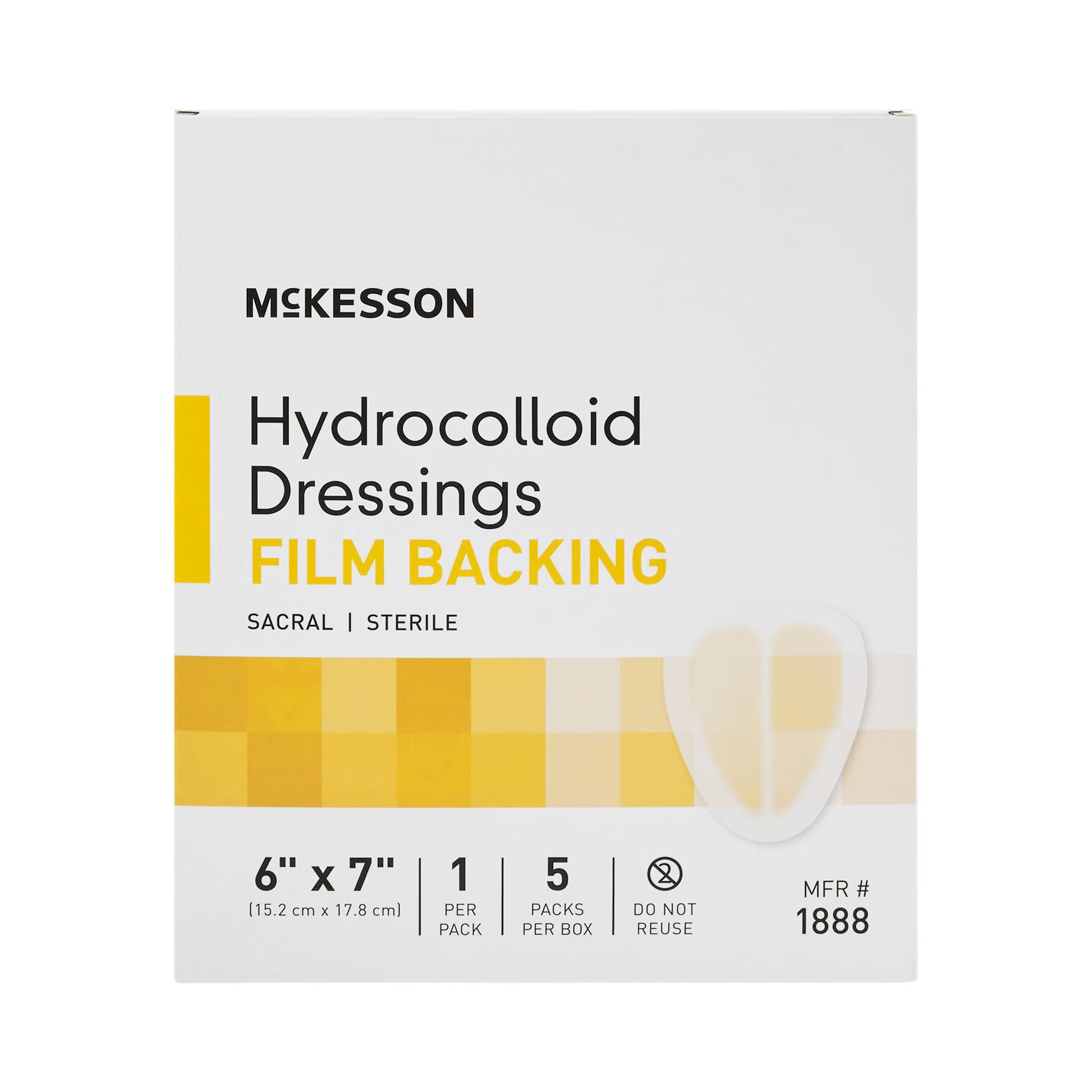 McKesson Hydrocolloid Dressing, 6 x 7 Inch Sacral