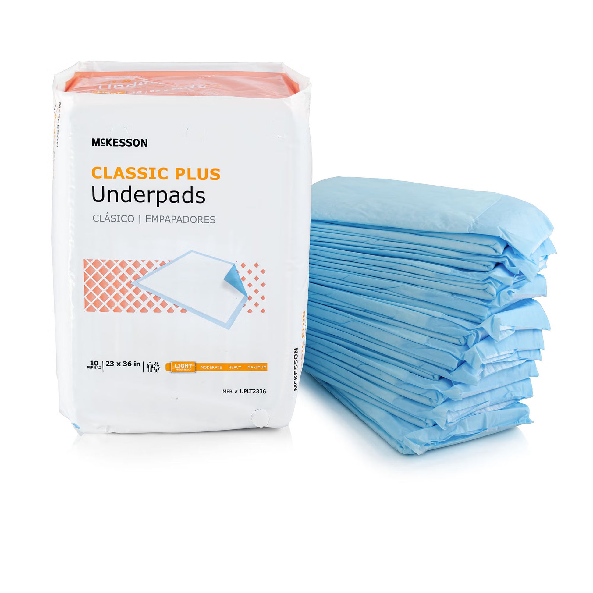 McKesson Classic Plus Light Absorbency Underpads, 23 x 36 Inch