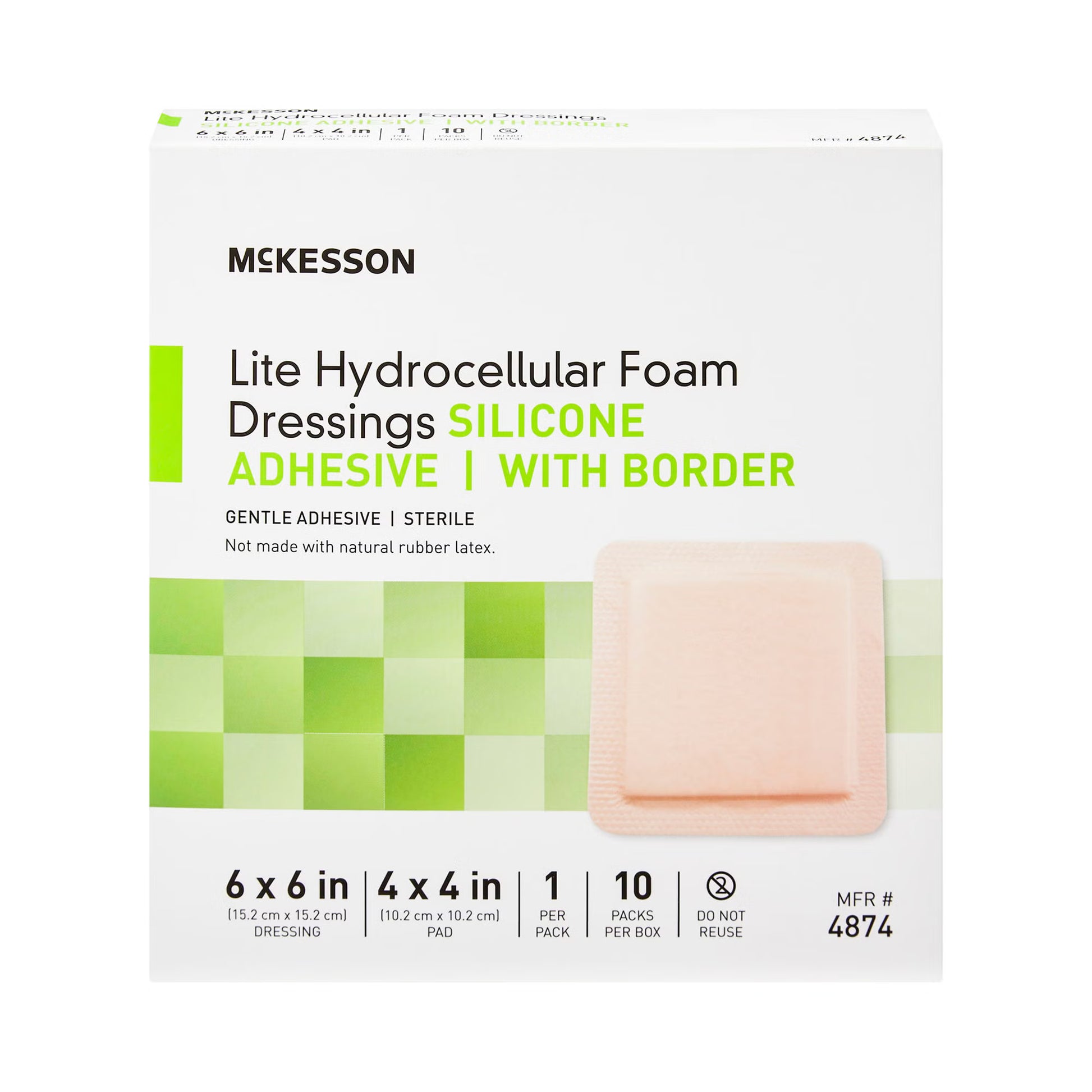 McKesson Lite Hydrocellular Foam Dressings w/ Border & Silicone Adhesive, 6 x 6"
