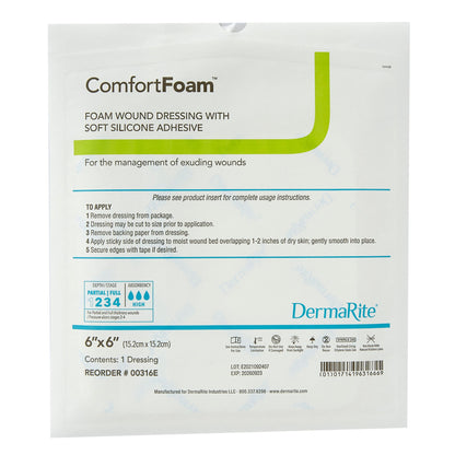 ComfortFoam™ Silicone Adhesive without Border Silicone Foam Dressing, 6 x 6 Inch