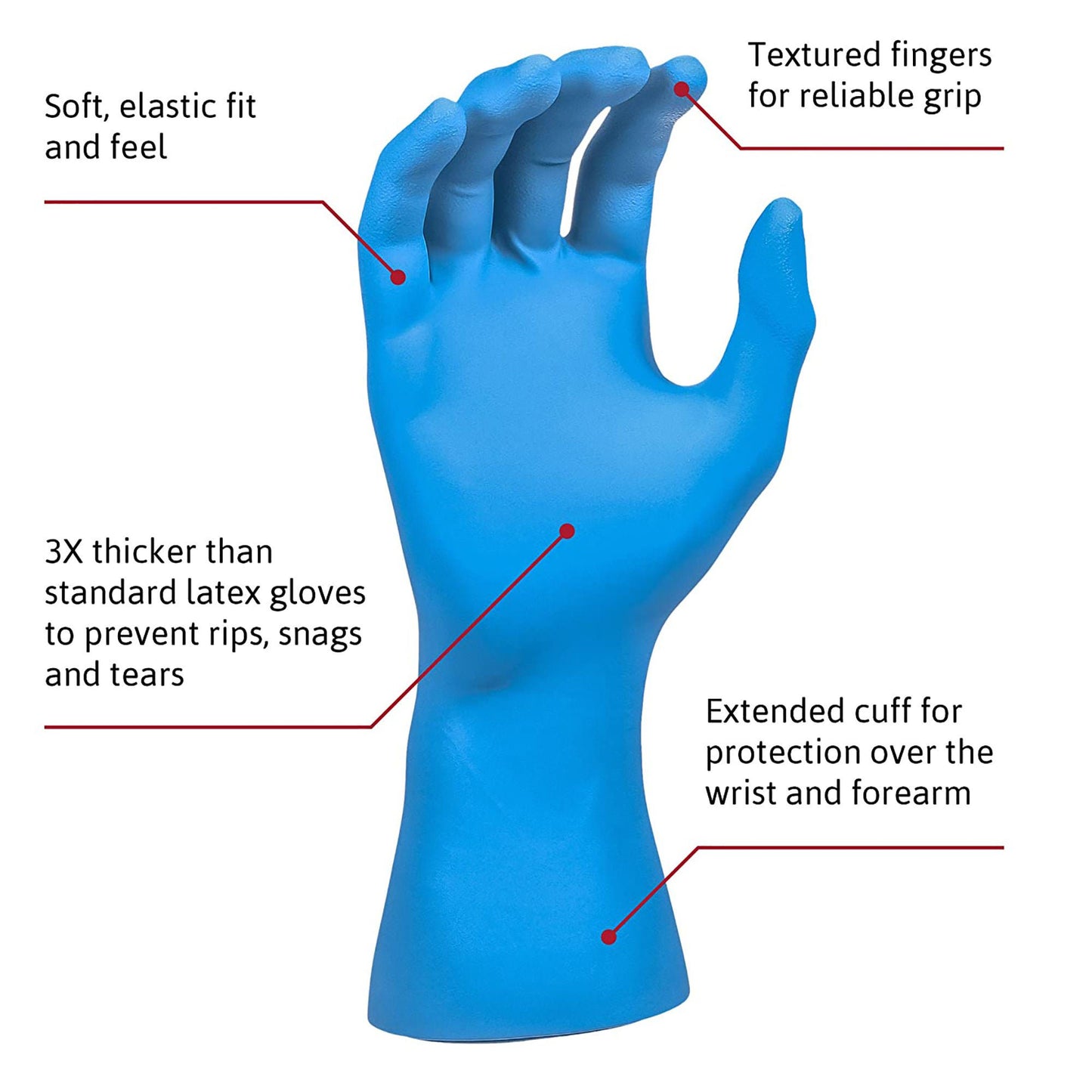 SafeGrip® Latex Extended Cuff Length Exam Glove, Medium, Blue