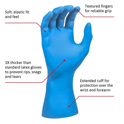 SafeGrip® Latex Extended Cuff Length Exam Glove, Medium, Blue