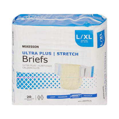 McKesson Ultra Plus Stretch Heavy Absorbency Incontinence Brief, Large / X-Large