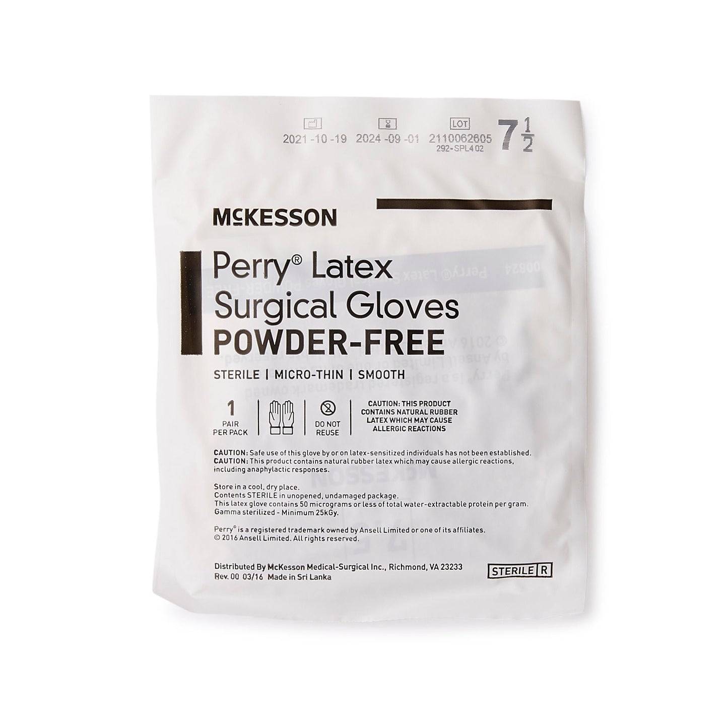 McKesson Perry® Latex Surgical Glove, Size 7.5, Brown