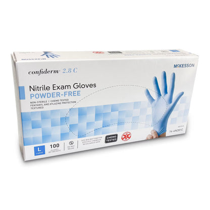 McKesson Confiderm® 2.8C Nitrile Exam Gloves, Large, Ocean Blue
