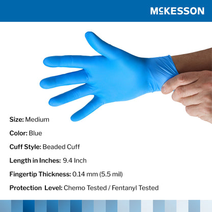 McKesson Confiderm® 6.8C Nitrile Exam Glove, Medium, Blue