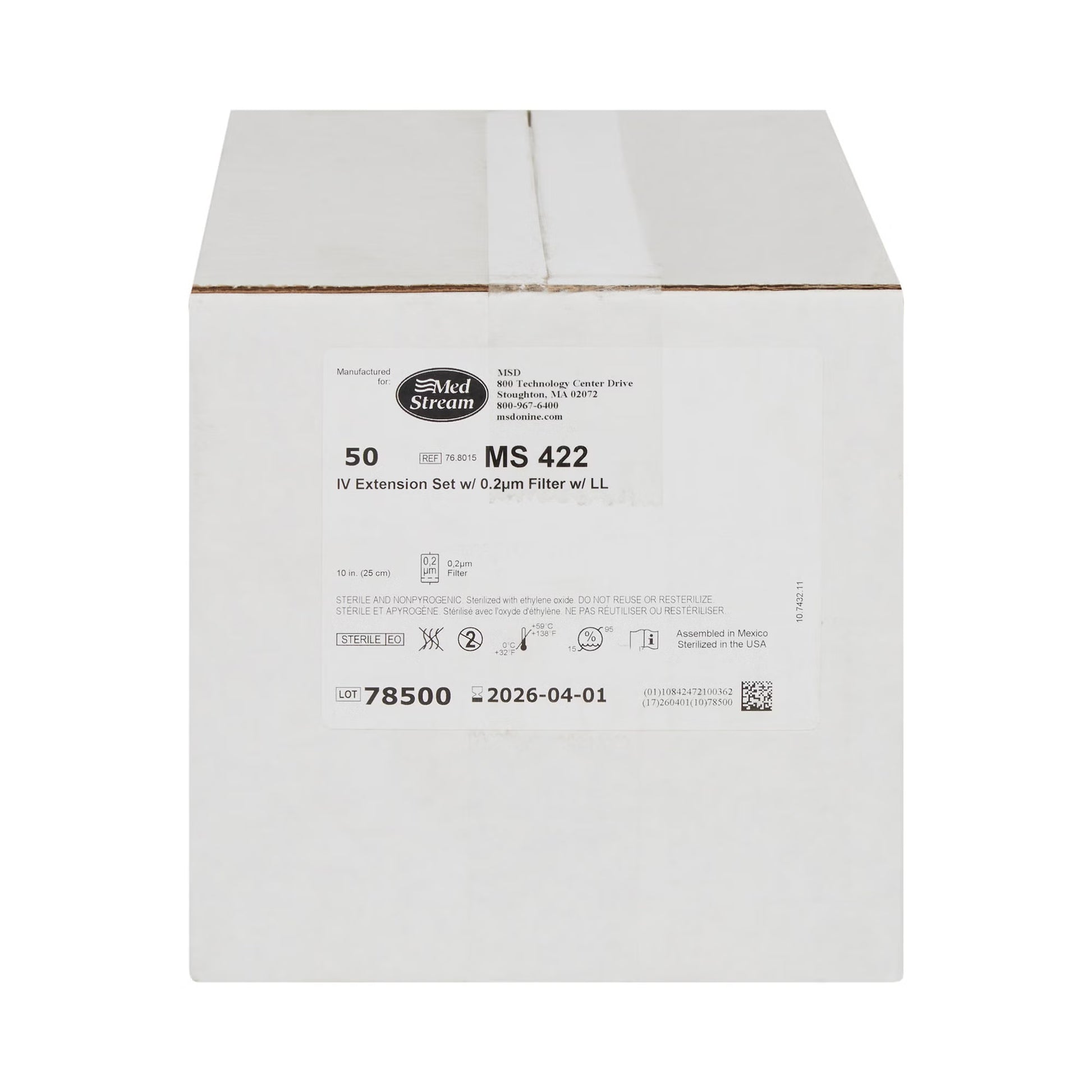 McKesson IV Extension Set, Standard Bore 10-inch Tubing, 0.2 Micron Filter