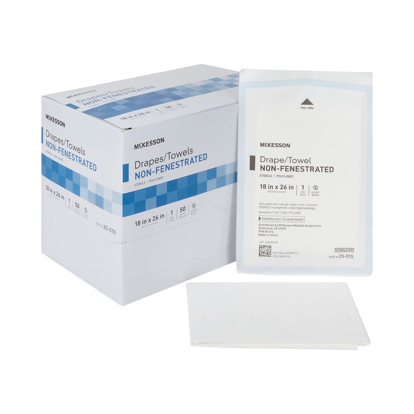 McKesson Sterile Poly Lined Towel Drape, 18 x 26 Inch