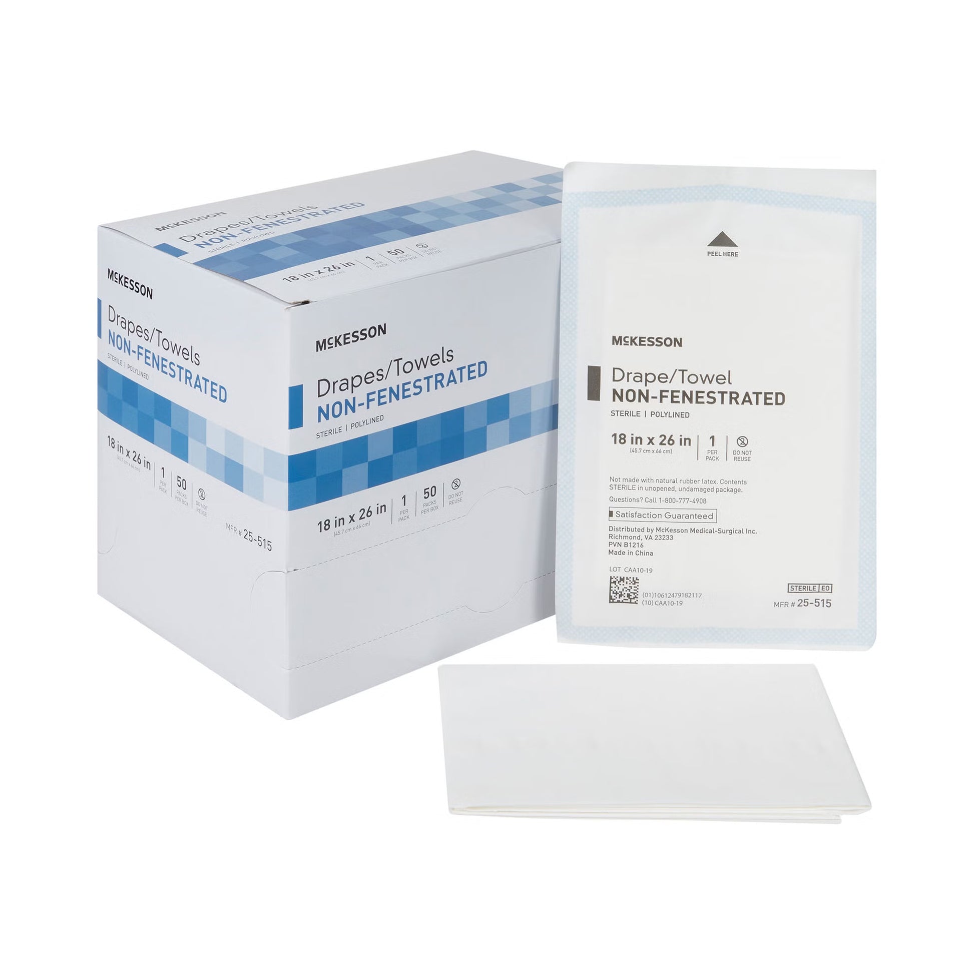 McKesson Sterile Poly Lined Towel Drape, 18 x 26 Inch